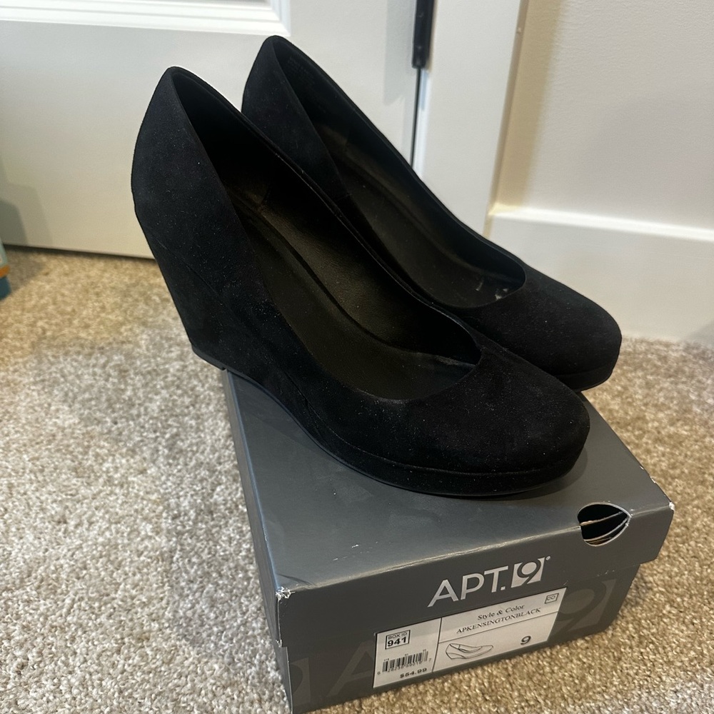 Apt. 9 Black Suede Wedge Pumps